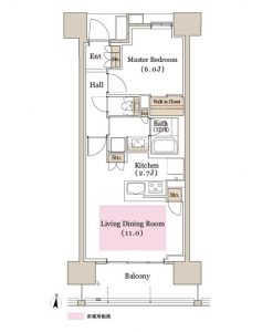 二人暮らしに人気の振り分けタイプの1LDK