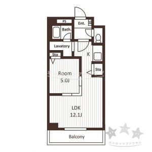 部屋の中央に寝室があるレイアウト間取り1LDK