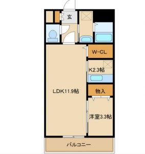 １LDK二人暮らしの間取り図