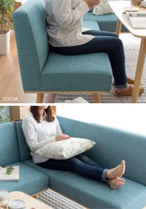 足を上げてゆったりと座れるソファダイニング