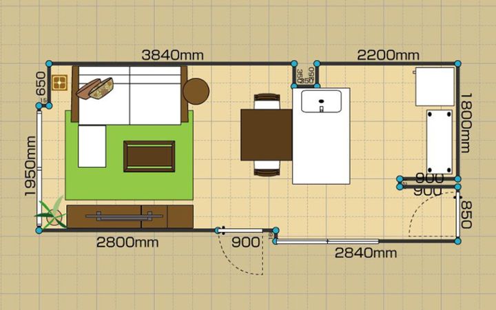 10畳のリビングダイニングレイアウト実例、間取り図